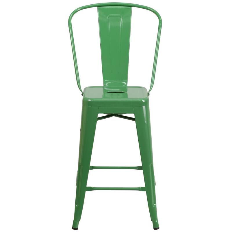 24'' High Metal Indoor-Outdoor Counter Height Stool with Back