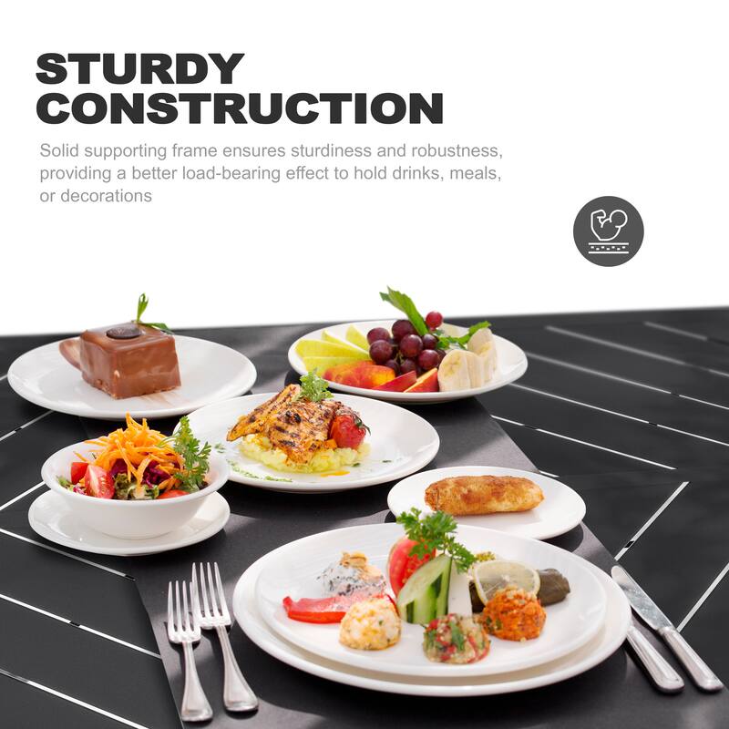 Outdoor 7-Piece Metal Wicker Dining Set with 1.77'' Umbrella Hole, Black