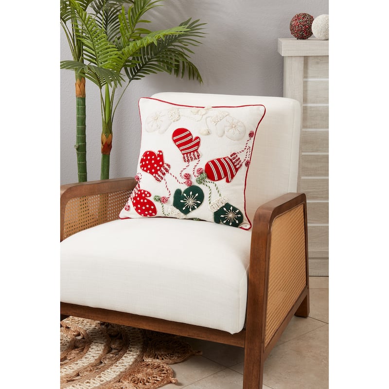 Frosty Hands Holiday Mittens Throw Pillow