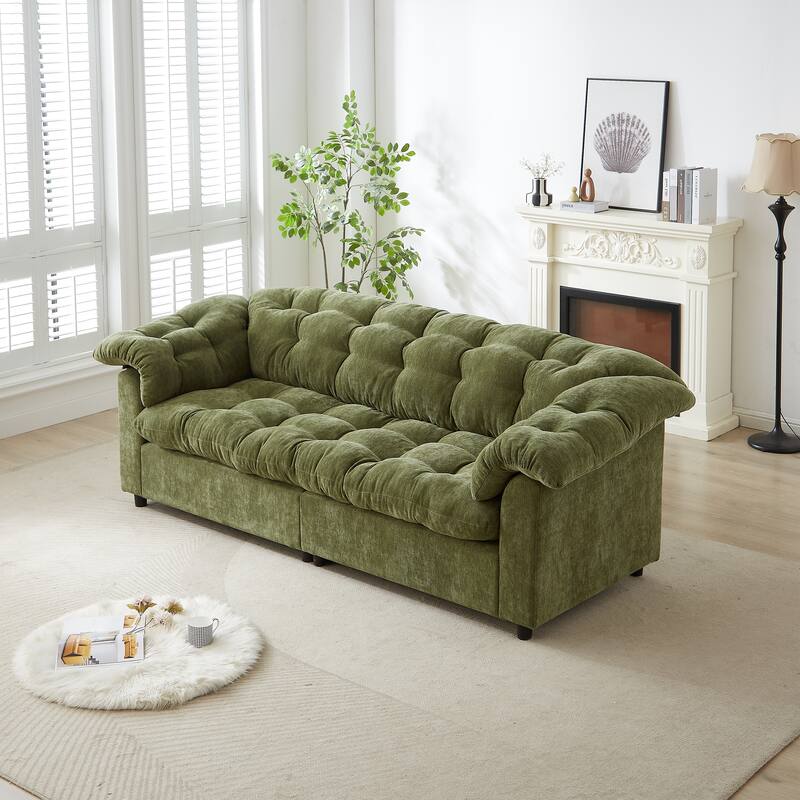 99.2" Fabric Modern Classic 3-Seater Sofa with Plush Cushions