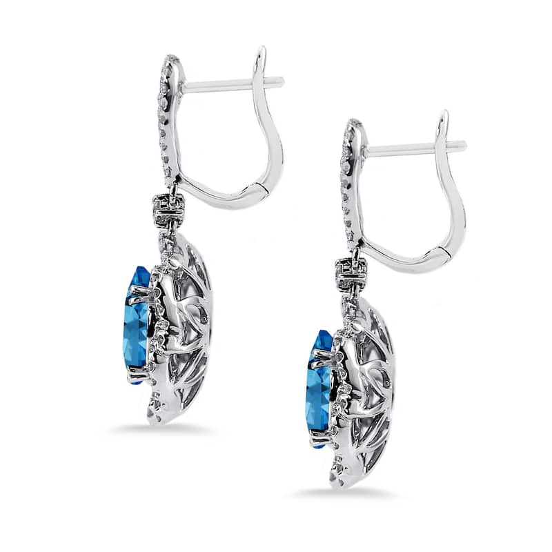 Auriya 6 3/8ct Fancy Oval-cut Topaz Halo Diamond Drop Earrings 2 1/8ctw 18k Gold