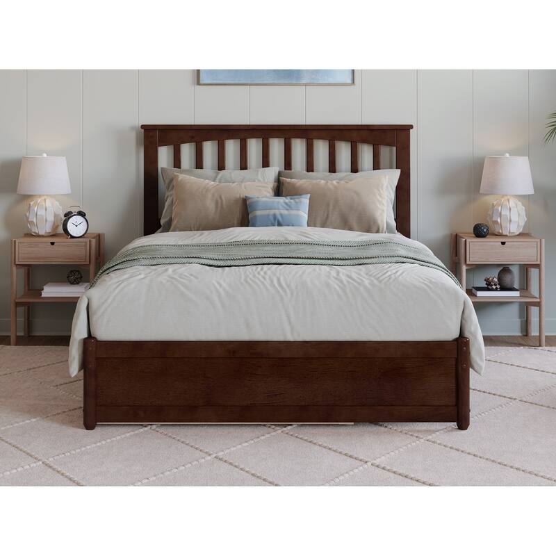 Everett Platform Bed with Panel Footboard and Twin Trundle