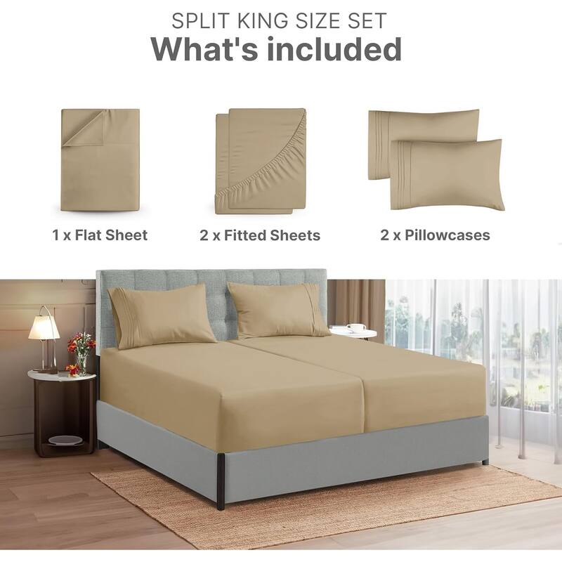 CGK Linens 4 Piece Solid Microfiber Extra Deep Pocket Bed Sheet Set
