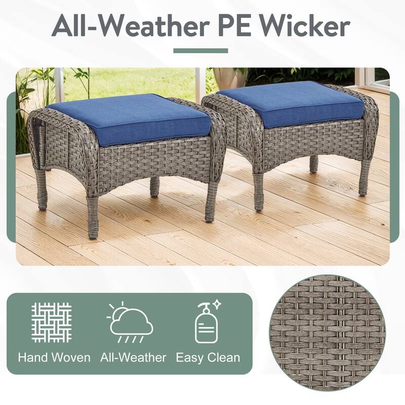 Pocassy 7 Pieces Glider Sofa with Rocker Chairs Ottomans Table