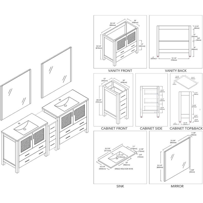 Blossom Sydney 84" Solid Wood Double Sink Bathroom Vanity with Cabinet