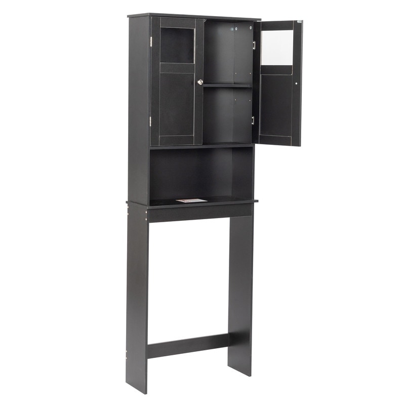 66.9'' Black Toilet Cabinet with 2 Doors