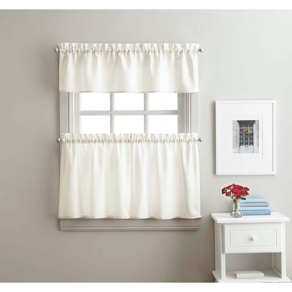 Curtainworks Solid Twill 3-Piece Kitchen Curtain Tier Set
