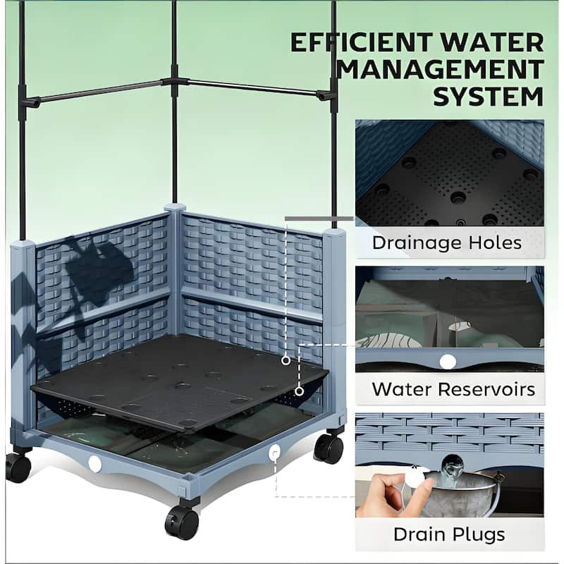 Self-Watering Rolling Vertical Planter with Trellis Adjustable Support