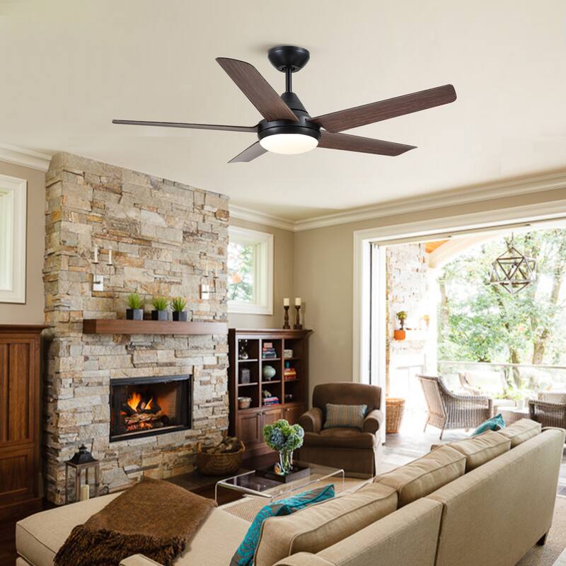 48 in. Integrated LED Indoor Brown Farmhouse Ceiling Fan with Light Kit and Remote Control - 48 INCHES