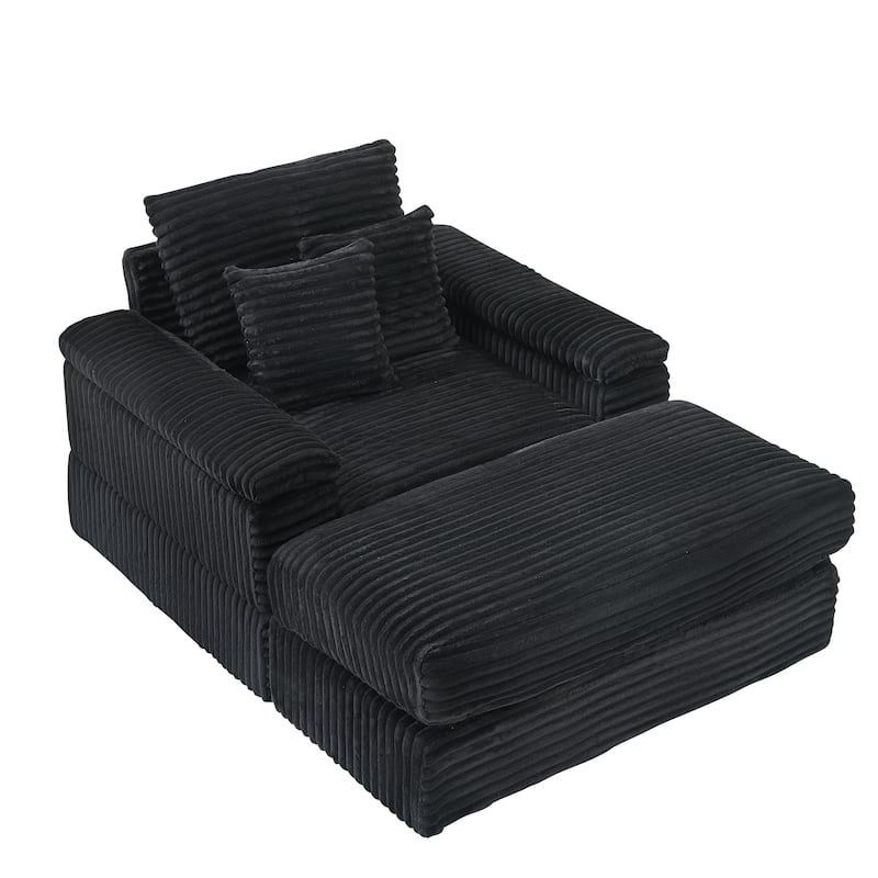Corduroy Single Sofa Sets with 2 Throw Pillows and 500lb Weight Capacity