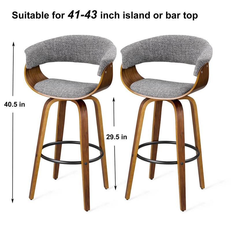 Glitzhome Set of 4 Modern Counter or Bar Height Faux Leather Swivel Pub Stools