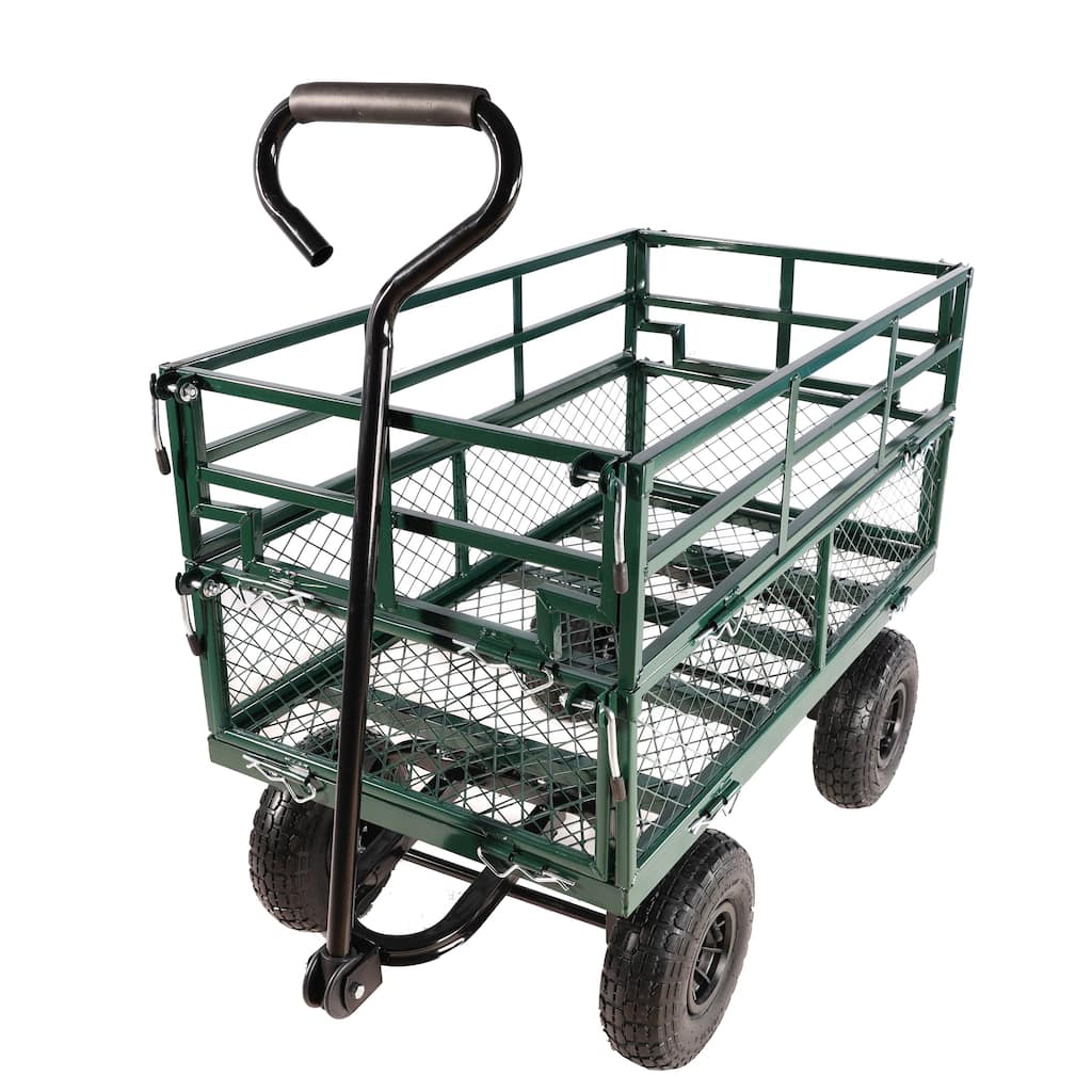 Heavy-Duty Garden Utility Wagon Cart - Firewood & Debris Hauler