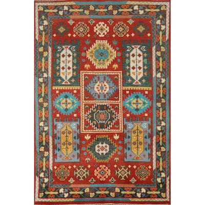 Hand Knotted Oriental 100% Wool Carpet Traditional Geometric Red Heriz (serapi) Area Rug - 5' 11'' X 3' 11''