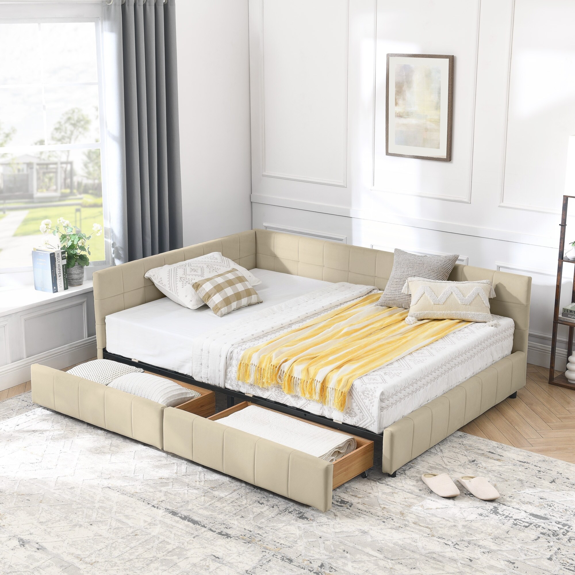 Full Size Storage Upholstered Tufted Bed Frame