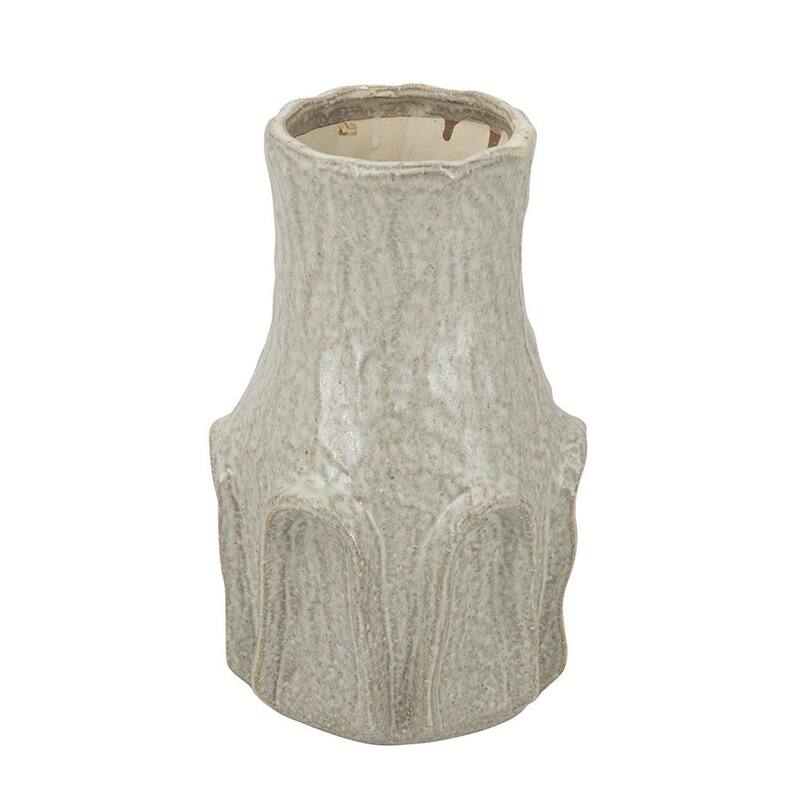 12" Sage And Gray Round Ceramic Table Vase - 7.10