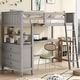 preview thumbnail 1 of 7, Wood Loft Bed Twin Size, Twin High Bed Frame w/Built-in Desk & Drawers Gray