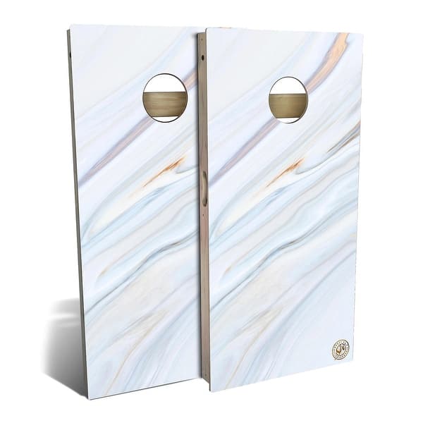 slide 2 of 8, Blue Marble Outdoor Cornhole Board Set Backyard 2x4 - Include Carrying Case