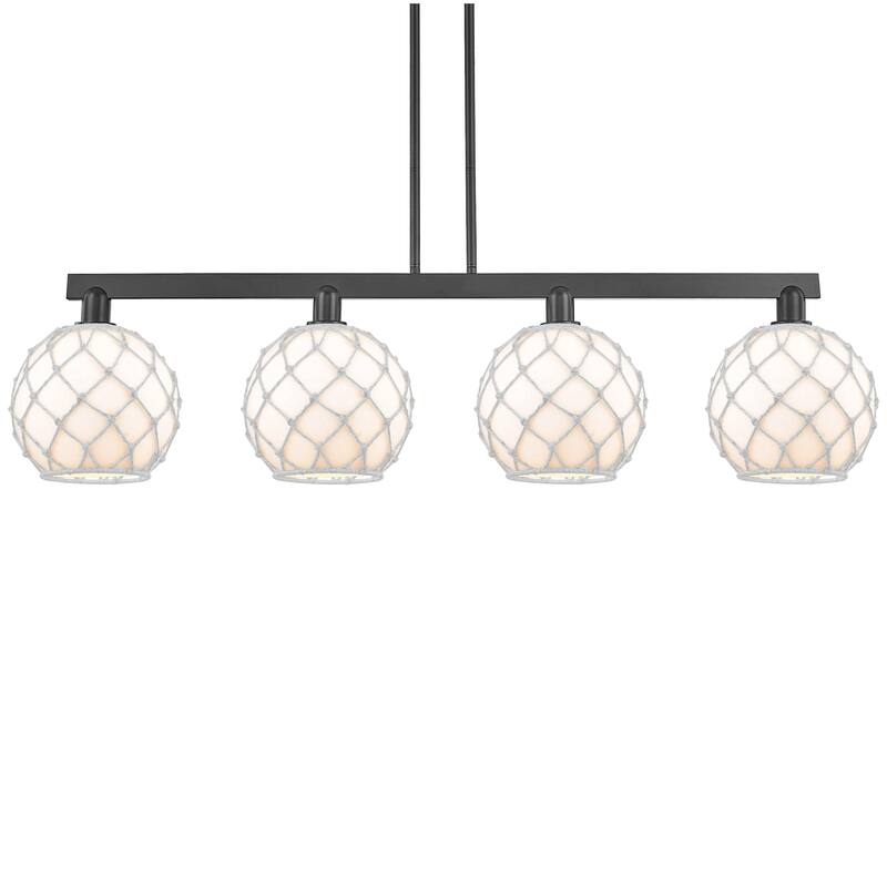 Innovations Lighting 716-4I-13-53 Farmhouse Rope Linear Farmhouse Rope - Matte Black / White Glass with White Rope