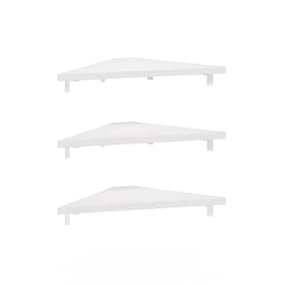 Furinno Rossi Triangle Corner Floating Shelves, Wall Mount Display Shelf, White, Set of 3
