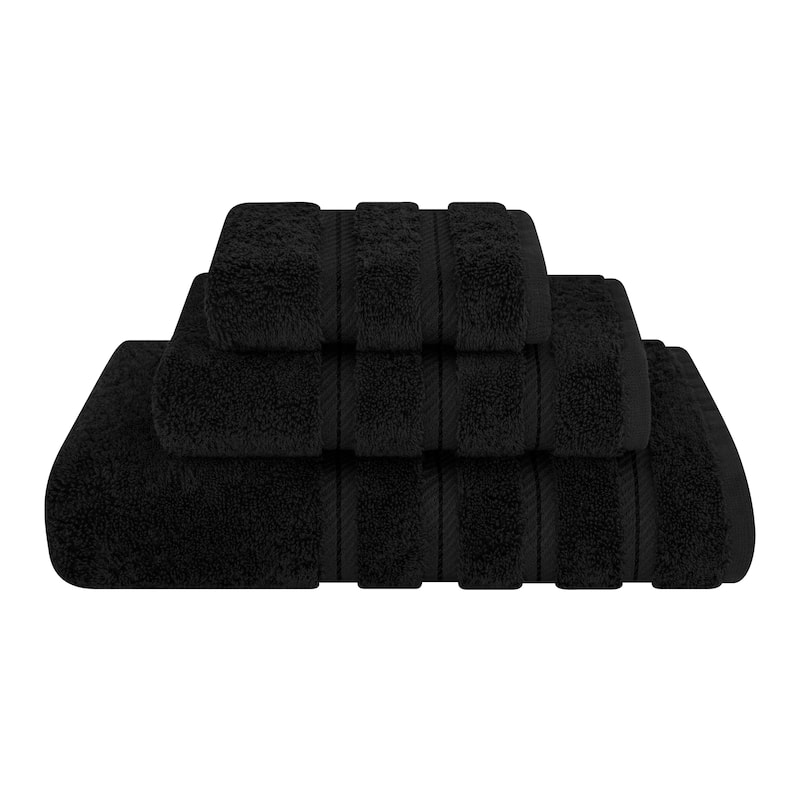 American Soft Linen 3 Piece, 100% Genuine Turkish Cotton Premium & Luxury Towels Bathroom Sets - Black