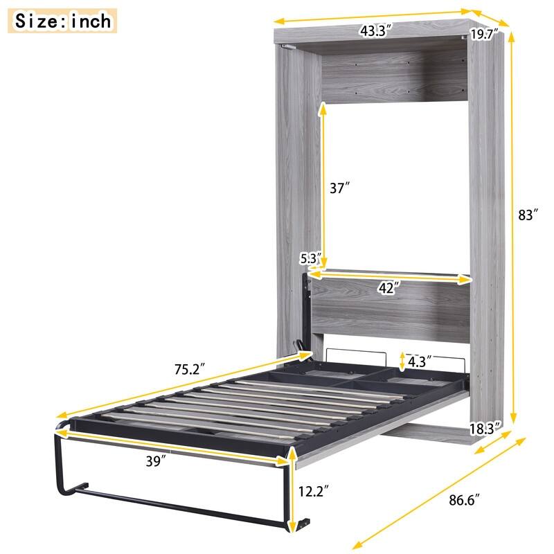Twin Size Murphy Bed and Cabinet Bundle