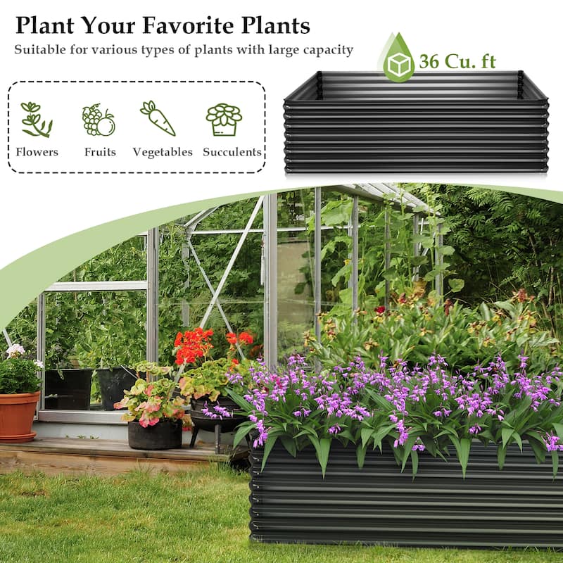 Costway 1 PC Galvanized Raised Garden Bed Outdoor Planter Box Firewood - See Details