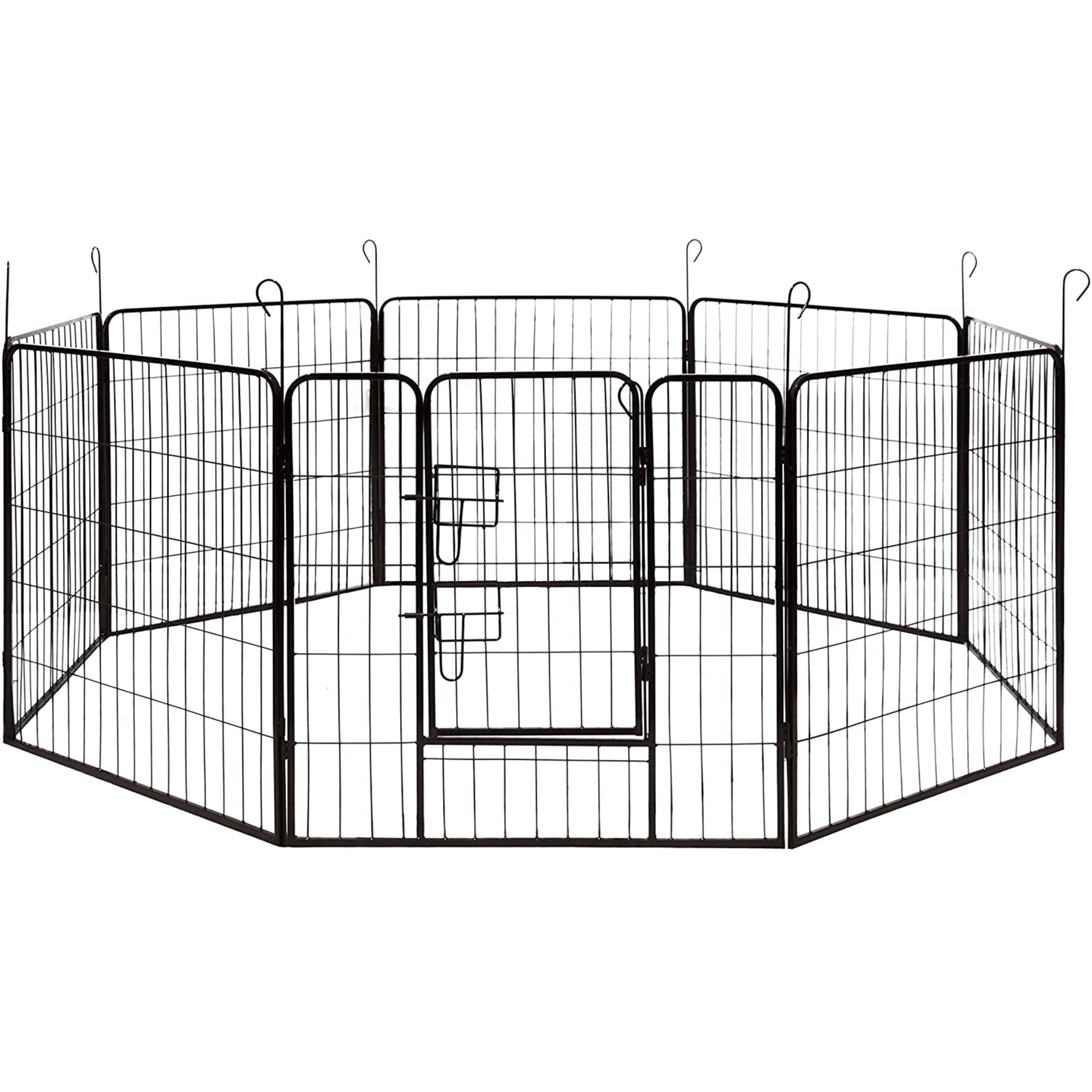 ALEKO Dog Kennel Pet Playpen Heavy Duty Exercise Cage Fence 8 Panel 32 X 32 Inches Black DK32X32