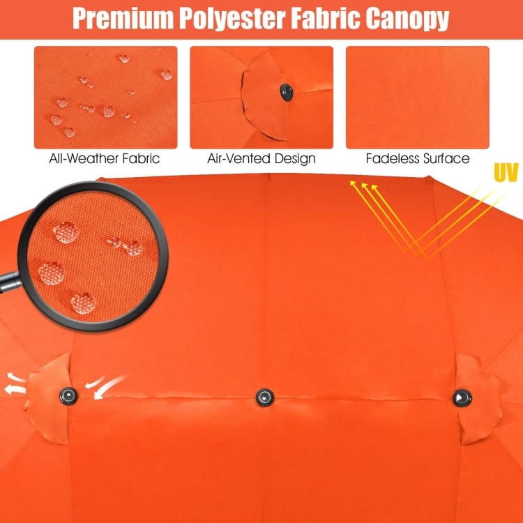 15 Feet Patio Double-Sided Umbrella with Hand-Crank System - 15.4' x 9.2' x 8.0' (LxWxH)