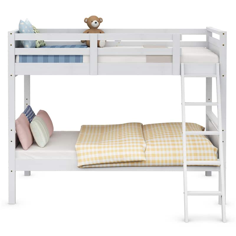 Costway Twin Over Twin Bunk Bed Convertible 2 Individual Beds Wooden