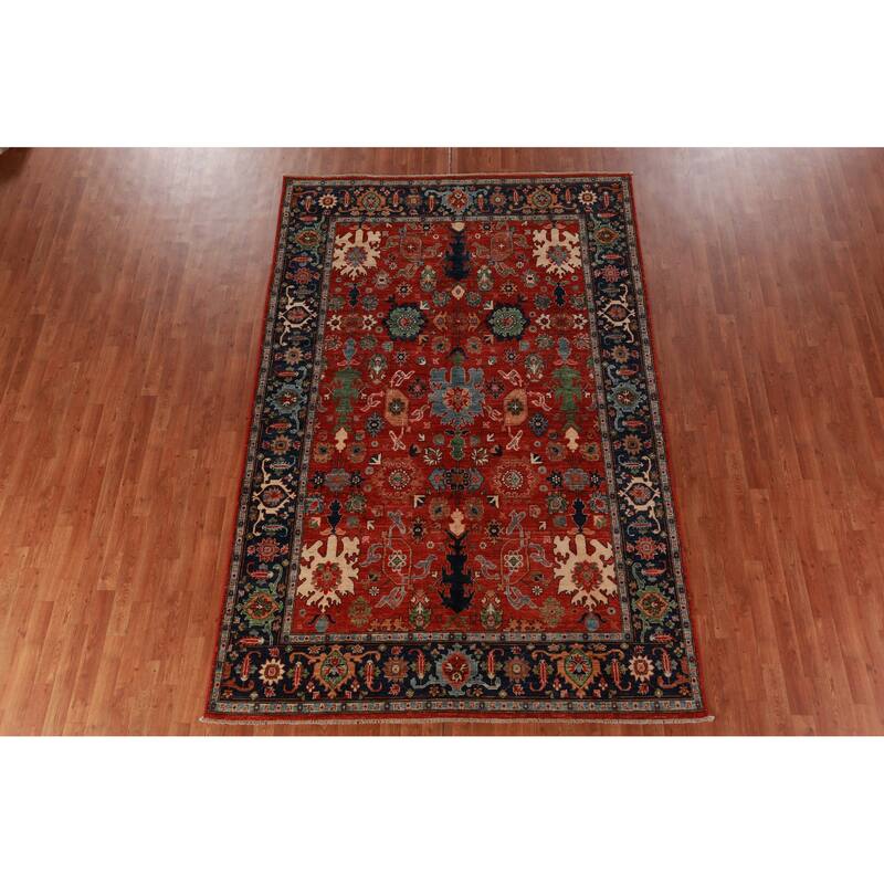 Vegetable Dye Floral Ziegler Rug Hand-Knotted Wool Carpet - 6'7"x 9'11"