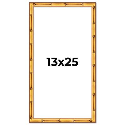 13x25 Frame Gold Bamboo Picture Frame Modern Photo Frame Includes UV Acrylic Shatter Guard Front Acid Free Foam Backing Board