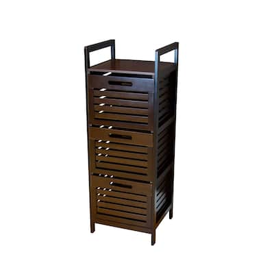Bamboo Storage Tower with 3 Slatted Drawers