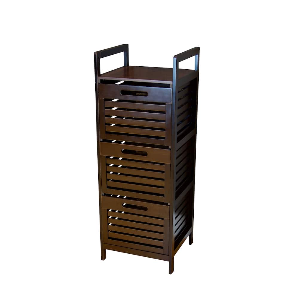 Bamboo Storage Tower with 3 Slatted Drawers
