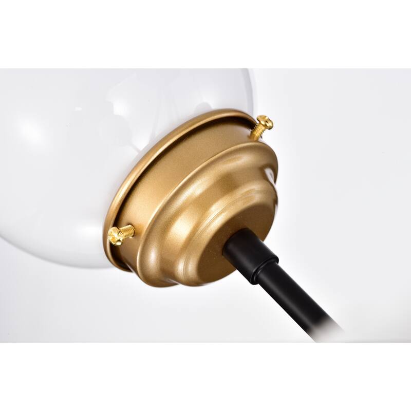 Meylin Matte Black+Gold 3-Light Glossy Glass Globe Semi-Flush Mount