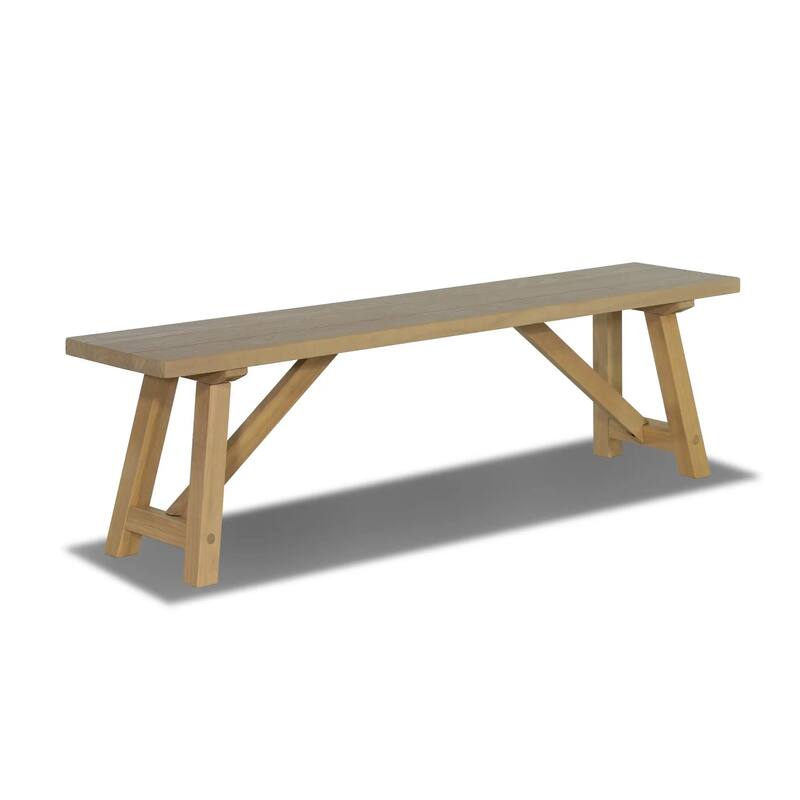 Cascais Solid Wood Bench with Farmhouse Base