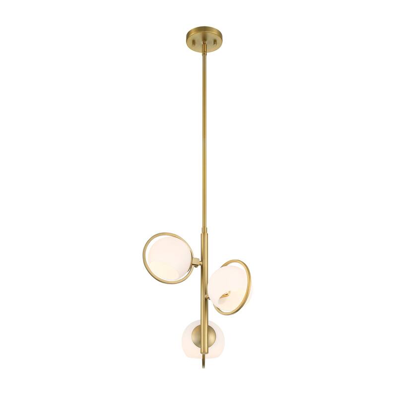 Teatro 15 in. 3-Light Brushed Gold Modern Pendant Light