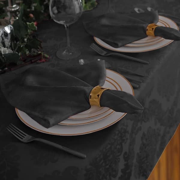 slide 2 of 25, Elrene Barcelona Damask Fabric Napkins (Set of 4) - 17" w x 17" l gray