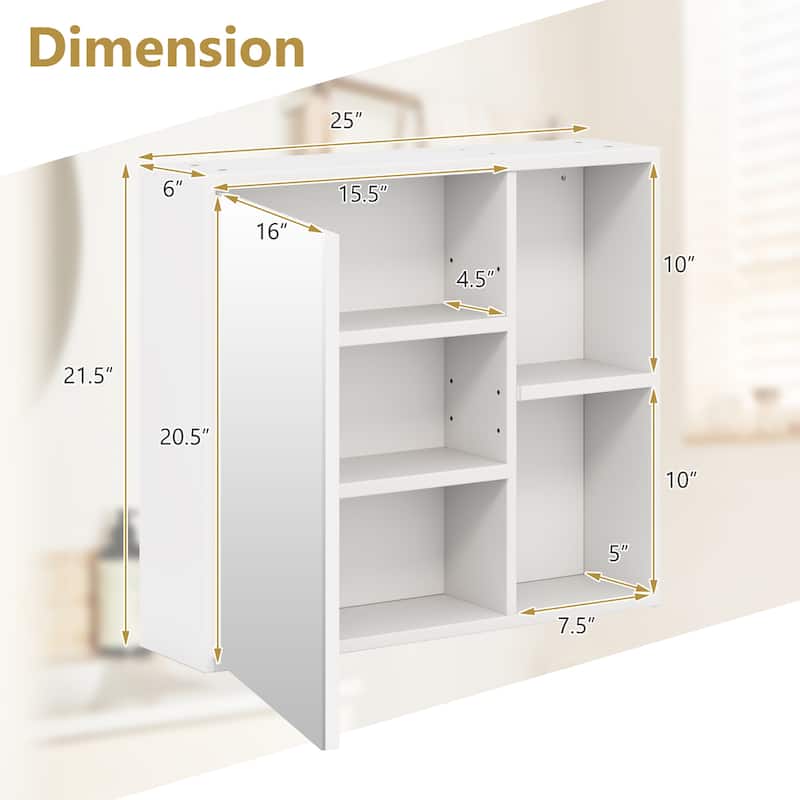 Gymax Bathroom Medicine Cabinet Wall Mounted Storage Organizer w/