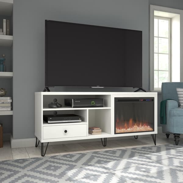 Avenue Greene Isaac Mid-century Fireplace TV Stand - N/A - On Sale - Bed  Bath u0026 Beyond - 29380887
