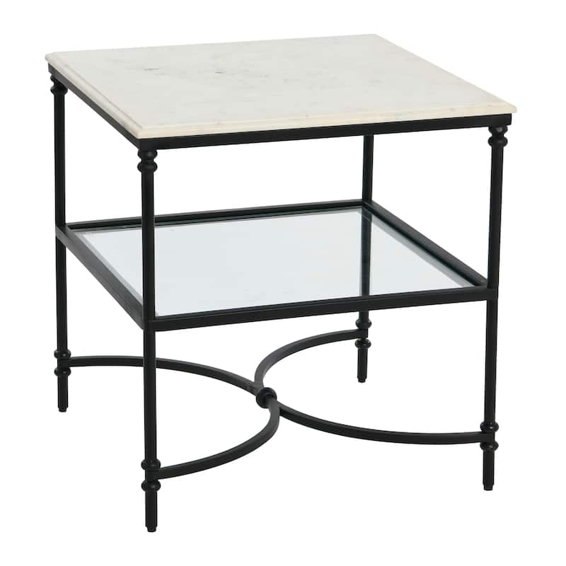 Marble and Metal End Table - Black and White