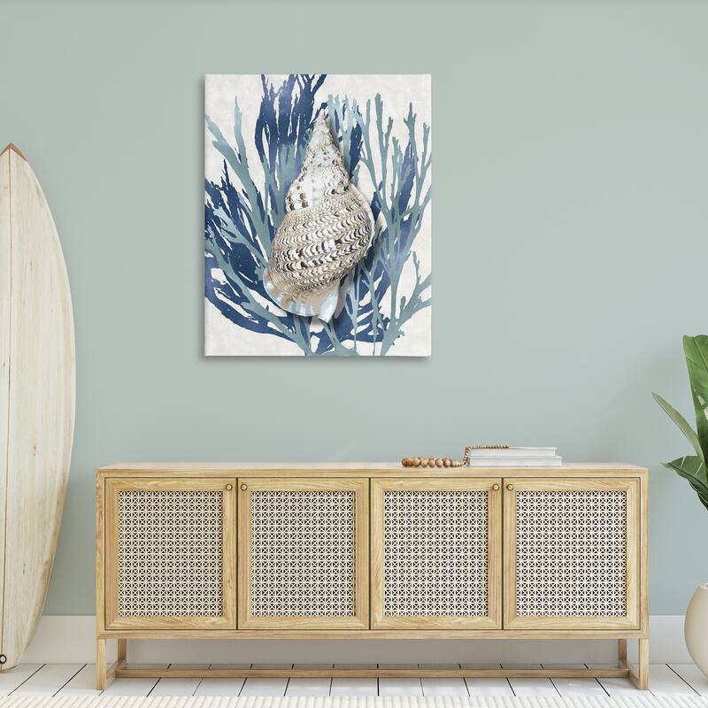 Stupell Shell Coral Blue Beach Design Canvas Wall Art