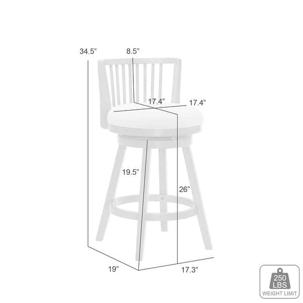 dimension image slide 0 of 4, Harper Modern Swivel Bar Stool, Upholstered Counter Height Chair with Solid Wood Frame
