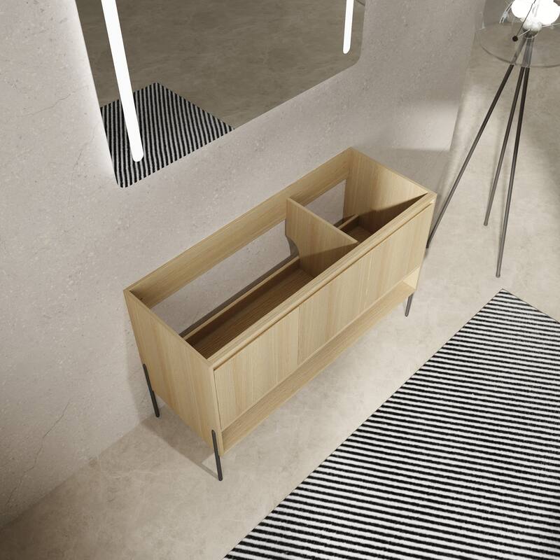 Freestanding Bathroom Cabinet with Four Doors, Floor-to-Ceiling Storage in Engineered Wood (No Top Sink Included)