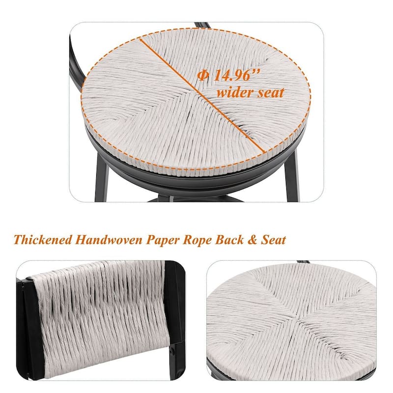 Hand-Woven Swivel Bar Stools Set of 2