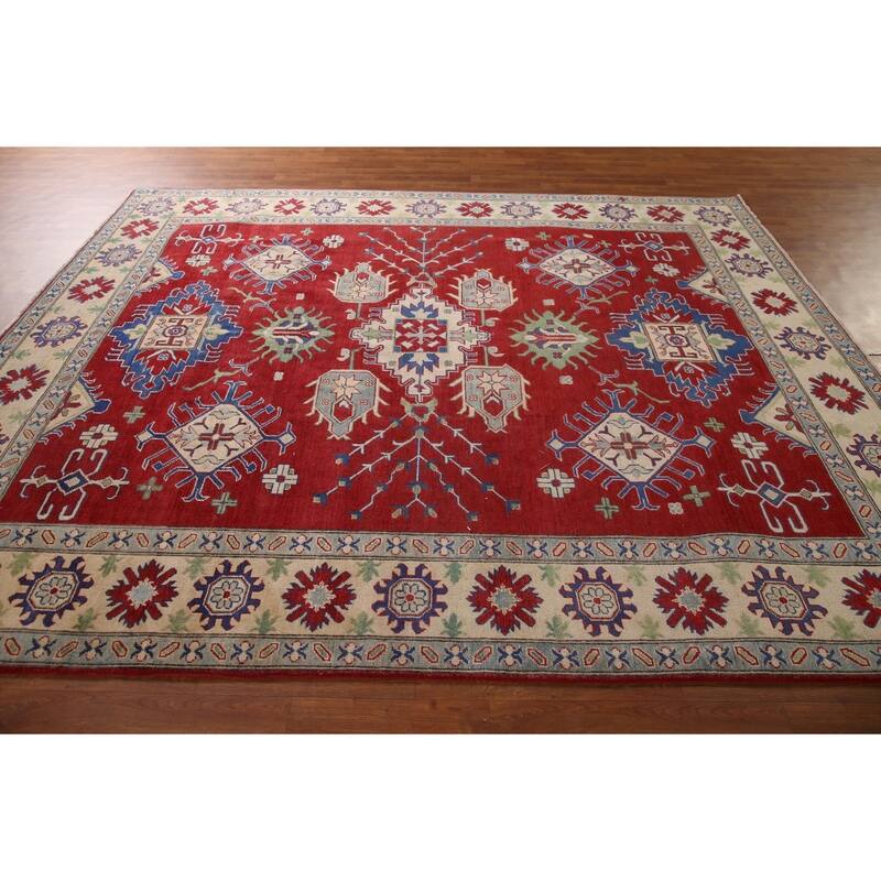 Traditional Red Kazak Area Rug Handmade Wool Carpet - 8'2" x 9'10"