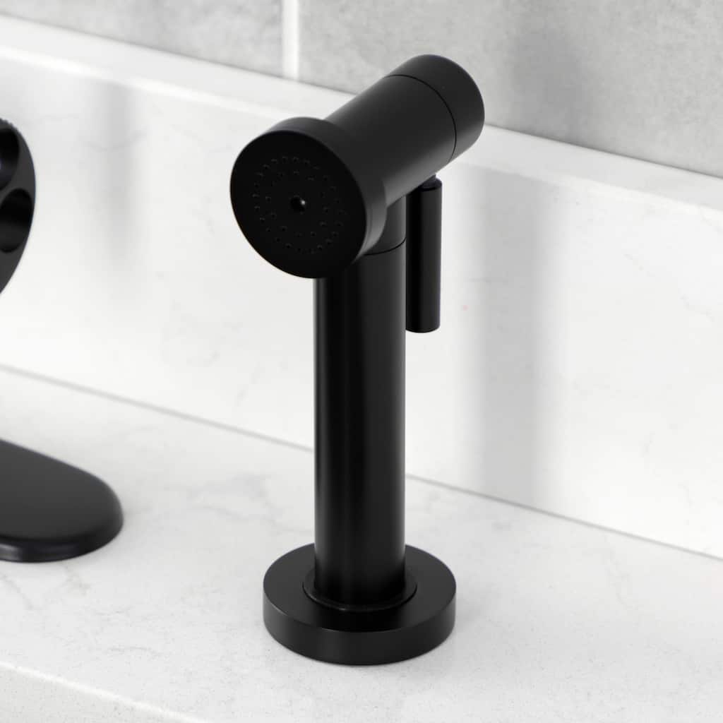 Kingston Brass Whitaker Single-Handle Deck Mount Kitchen Faucet with Brass Sprayer