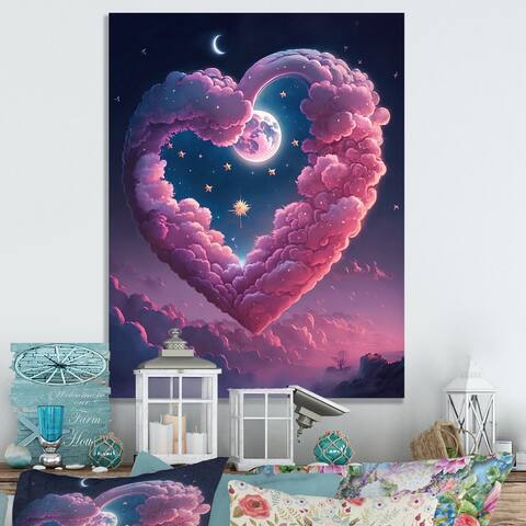 Designart 'Cotton Candy Cloud Heart I' Romantic Abstract Metal Wall Art