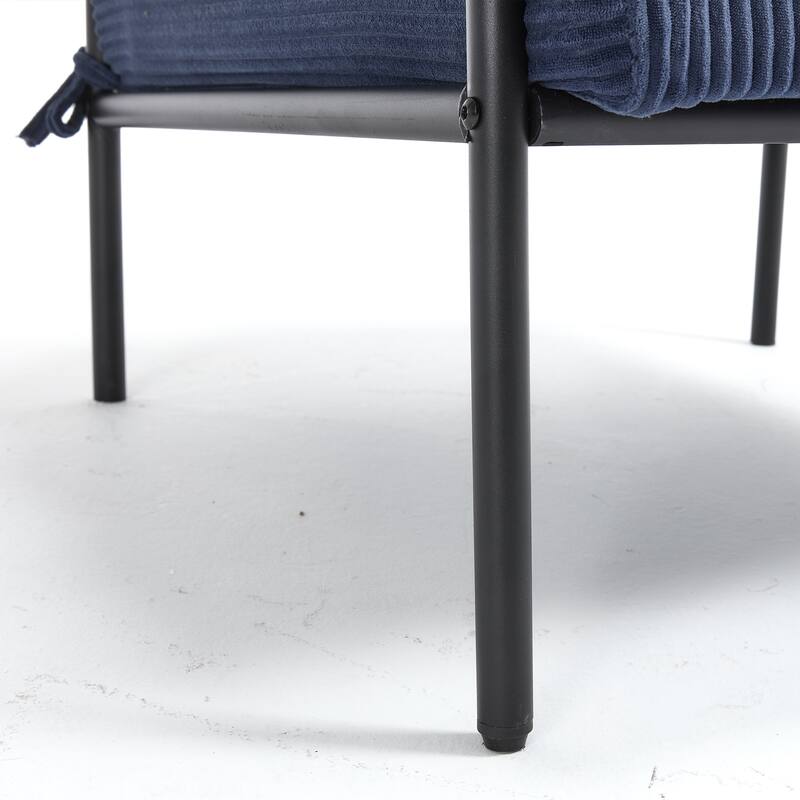 Simple Side Chair Dark Blue Office Chair Coffee Chair with Metal Legs, Padded Chair Reception Chair