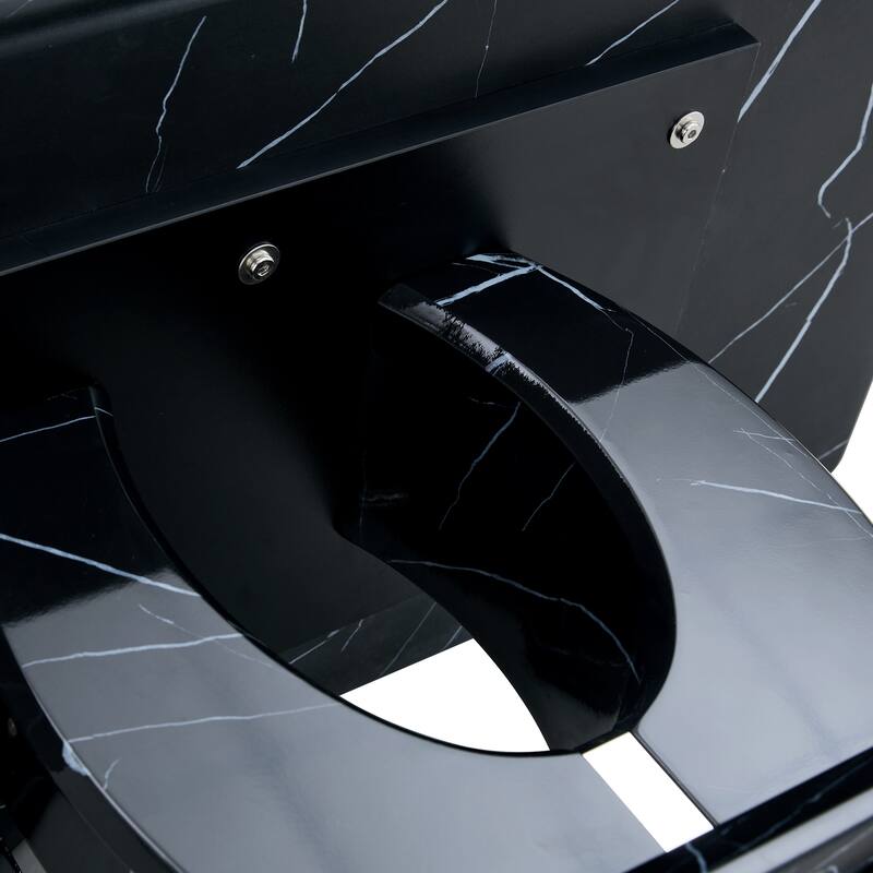Modern minimalist black MDF pattern sticker pattern MDF rectangular coffee table. Add a peaceful and comfortable atmosph