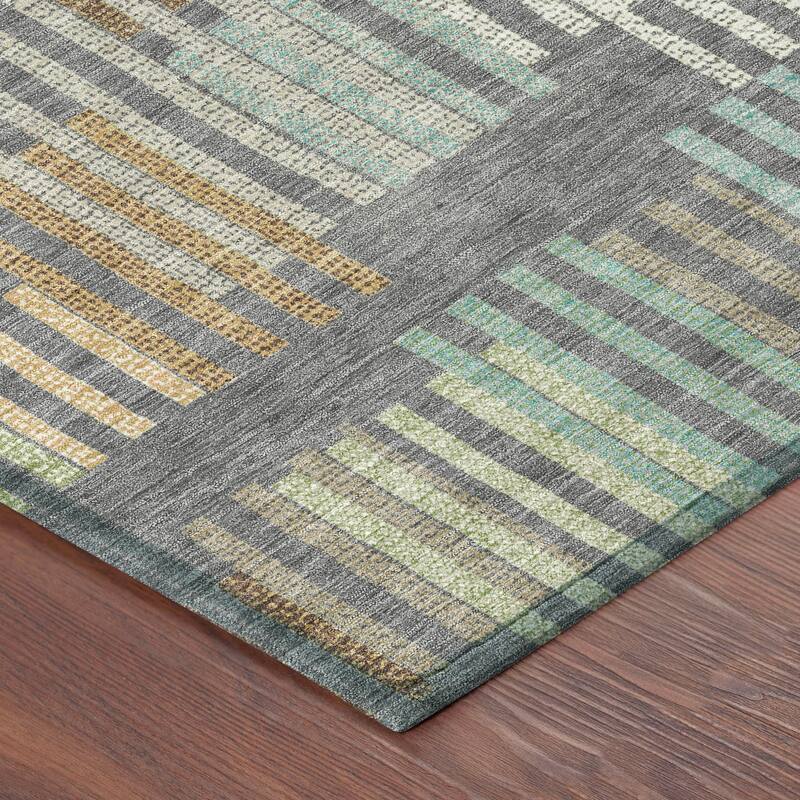 Machine Washable Indoor/ Outdoor Modern Pines Chantille Rug